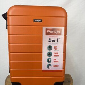 Burnt Orange Wrangler 4-IN-1 Suitcase, USB, CUPHOLDER, HANGER, SPLIT PACKING